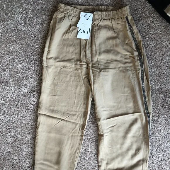 Tan Embellished Zara Joggers - Picture 1 of 6